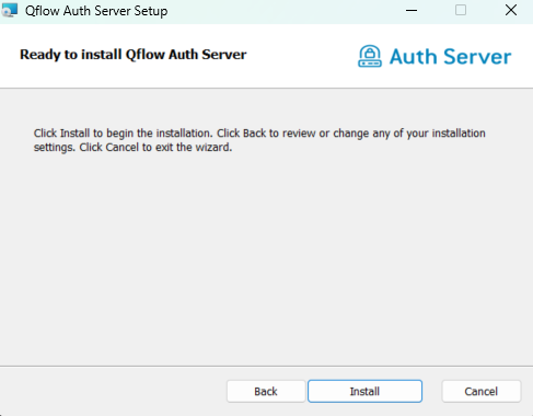 Authentication server installation confirmation