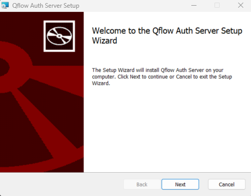 Authentication server installer welcome screen