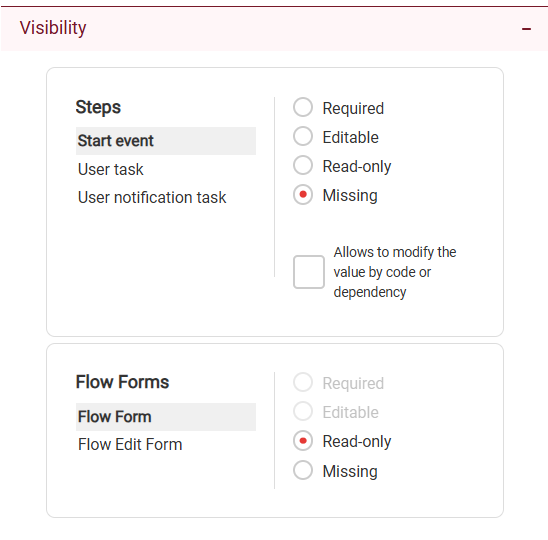 Example of the flow with defined tasks