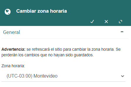 Panel de zona horaria de preferencia