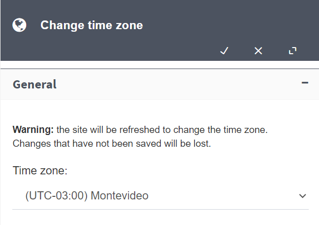 Time zone preference panel