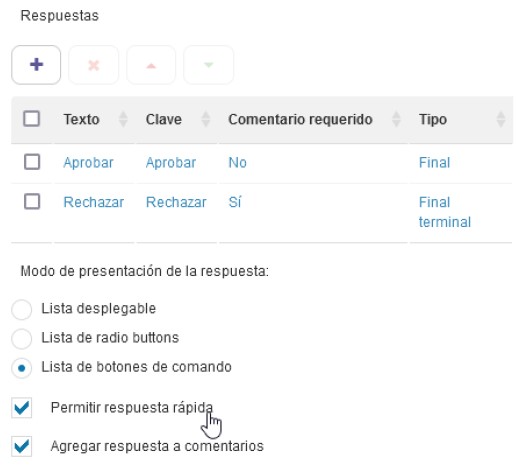 Quick response column configuration