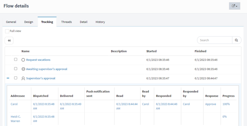 tracking audit view qflow task