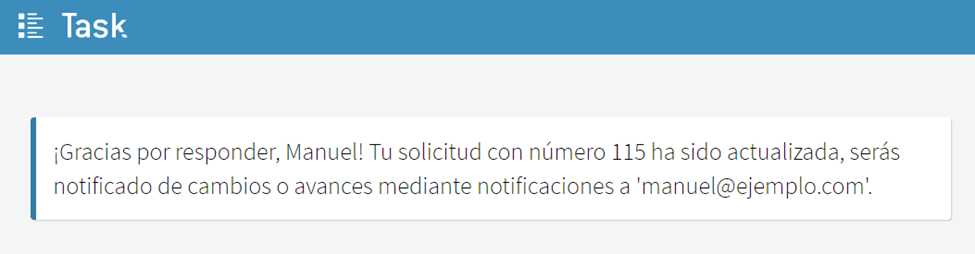 Mensaje de confirmación en pasos interactivos