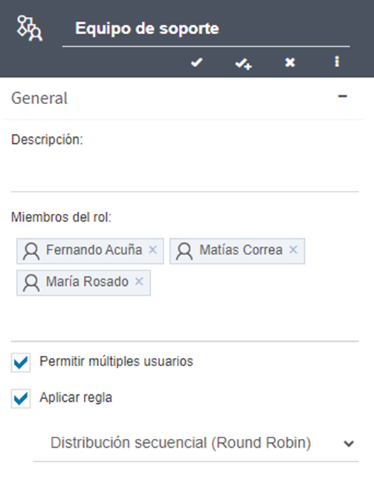 Creación de rol con regla: Distribución Secuencial